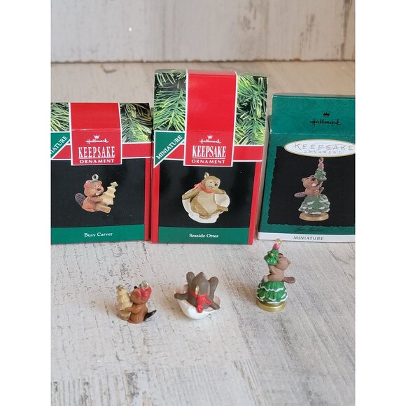 Hallmark otter beaver miniature ornament Xmas set sea - Picture 6 of 6